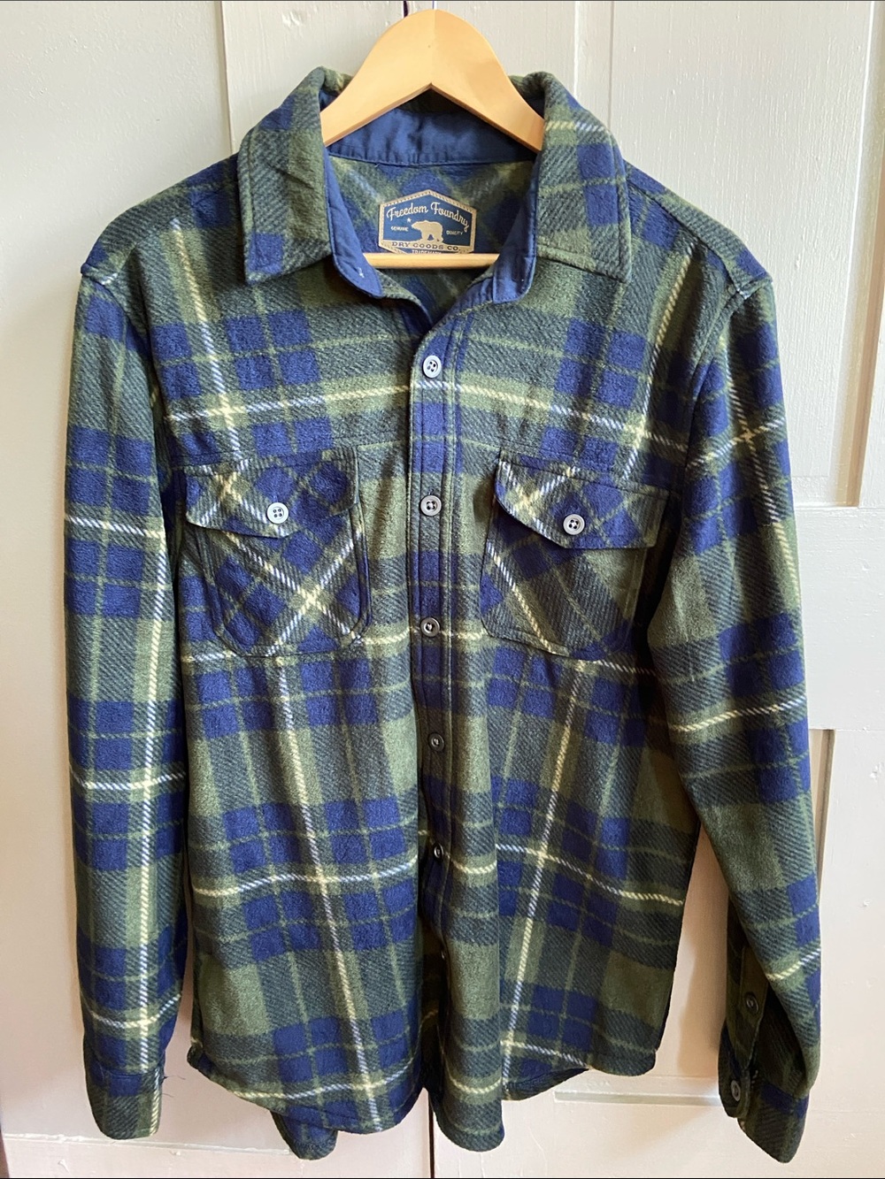 Freedom Foundry Plaid Flannel Jacket in Green & Navy